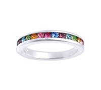 Jewelco London Ladies Sterling Silver Multi Colour Cubic Zirconia Rainbow Full Eternity Ring 4mm