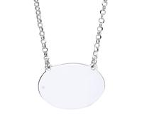 Jewelco London Ladies Sterling Silver Oval Disc Tag Medallion Necklace 16 + 1 inch - GVK192