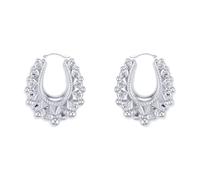 Jewelco London Ladies Sterling Silver Oval Pear Spikey Bead Creole Earrings 31mm