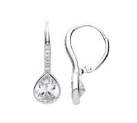 Jewelco London Ladies Sterling Silver Pear Cubic zirconia Falling Raindrops Drop Earrings - GVE662