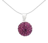 Jewelco London Ladies Sterling Silver Purple Crystal Disco Ball Pendant Necklace 12mm 18 inch - GVP168AMY