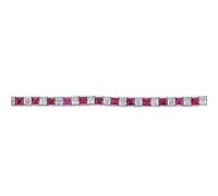 Jewelco London Ladies Sterling Silver Ruby-Red Princess Cut Cubic Zirconia Alternating Eternity Tennis Bracelet 4mm - GVB103-RUB