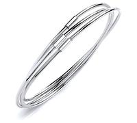 Jewelco London Ladies Sterling Silver Russian Wedding Bangle Bracelet 3 x 1.5mm
