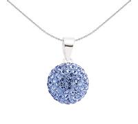 Jewelco London Ladies Sterling Silver Sapphire-Blue Crystal Disco Ball Pendant Necklace 12mm 18 inch - GVP168SAP