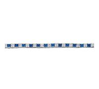 Jewelco London Ladies Sterling Silver Sapphire-Blue Princess Cut Cubic Zirconia Alternating Eternity Tennis Bracelet 4mm - GVB103-SAP