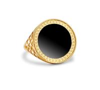 Jewelco London 9ct Gold 16.5mm Black Onyx Disc Ring (1/10th-Krugerrand-Size) | Size: N Jewelco London Gold N