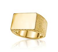 Jewelco London Men's 9ct Gold Engravable Barked Initial Blank Plate Signet Ring | Size: W Jewelco London Gold W