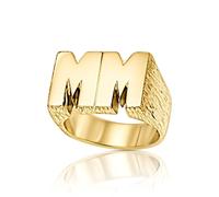 Jewelco London Men's 9ct Gold Personalised Identity Barked Initial Ring | Size: Y Jewelco London Gold Y