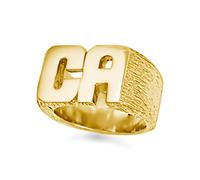 Jewelco London Men's 9ct Gold Personalised Identity Barked Initial Ring | Size: Z+2 Jewelco London Gold Z+2