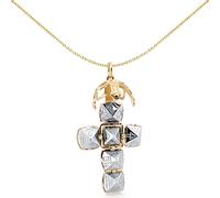 Jewelco London Men's 9ct Gold Silver Medium Foldable Fob Globe Cross Masonic 13mm Orb Ball Pendant - JMS008