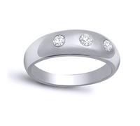 Jewelco London Men's 9ct White Gold 0.5ct Diamond Domed Band Trilogy Ring 9mm in Silver | Size: W Jewelco London Silver W