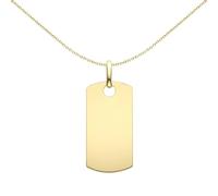Jewelco London Mens 9ct Yellow Gold Rectangular Dog Tag Charm Pendant - 20x10mm