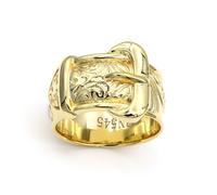 Jewelco London Men's Flash-plated Solid Brass Single Buckle Ring 16mm Size V in Gold Jewelco London Gold One Size