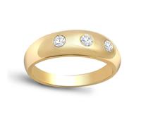 Jewelco London Men's Mens 9ct Gold 0.34ct Diamond Domed Band Trilogy Ring 7mm - 9R010 | Size: Y Jewelco London Gold Y