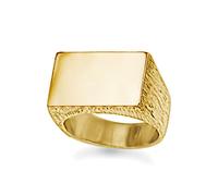Jewelco London Men's Mens 9ct Gold Engravable Barked Initial Blank Plate Signet Ring | Size: R Jewelco London Gold R