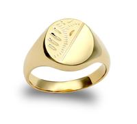 Jewelco London Men's Mens Solid 9ct Gold Diamond Cut Oval Signet Ring - JRN147 | Size: Y Jewelco London Gold Y