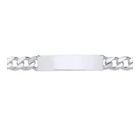 Jewelco London Mens Rhodium Plated Sterling Silver Chunky Curb Rectangular Bar Identity ID Bracelet 8mm 8.5 inch - ID54