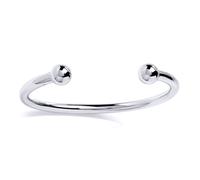 Jewelco London Mens Rhodium Plated Sterling Silver Classic Polished Torque Bangle Bracelet 5mm 10mm Balls - GVG131