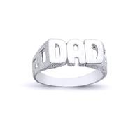 (Z) Jewelco London Mens Rhodium Plated Sterling Silver DAD Signet ID Ring 8mm