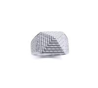 Jewelco London Men's Rhodium Plated Sterling Silver Egyptian Pyramid 15mm Signet Ring