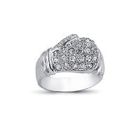 (Z) Jewelco London Mens Rhodium Plated Sterling Silver Round Cubic Zirconia Boxing Glove Charm Ring 14mm