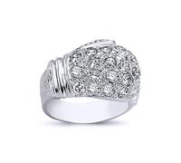 Jewelco London Mens Rhodium Plated Sterling Silver Round Cubic Zirconia Boxing Glove Charm Ring 19mm