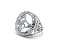 Jewelco London Men's Solid 925 Silver St George & Dragon Full Sovereign Mount Ring - Size Z