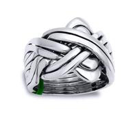 Jewelco London Men's Solid 925 Sterling Silver 8 Piece Puzzle Ring - Size Z+2