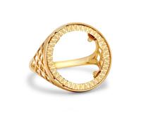 Jewelco London Men's Solid 9ct Gold Basket Half Sovereign Coin Mount Ring | Size: N Jewelco London Gold N