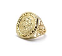 Jewelco London Men's Solid 9ct Gold Dragon Slayer St George & Dragon Medallion Ring (Full Sov Size)