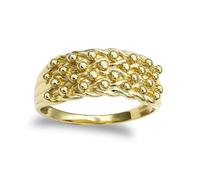 Jewelco London Men's Solid 9ct Yellow Gold 4 Row King George III Keeper Guard Rope Edge Ring