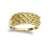 Jewelco London Men's Solid 9ct Yellow Gold 4 Row King George III Keeper Guard Rope Edge Ring - Size S