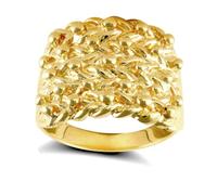 Jewelco London Men's Solid 9ct Yellow Gold 5 Row King George III Keeper Guard Rope Edge Ring