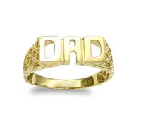 Jewelco London Men's Solid 9ct Yellow Gold Basket Sides DAD Ring