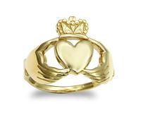 Jewelco London Men's Solid 9ct Yellow Gold Claddagh (Chladaigh) Ring