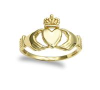 Jewelco London Men's Solid 9ct Yellow Gold Claddagh (Chladaigh) Ring