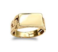Jewelco London Men's Solid 9ct Yellow Gold Curb Link Rectangular Signet Ring 15x9mm