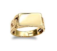 Jewelco London Men's Solid 9ct Yellow Gold Curb Link Rectangular Signet Ring