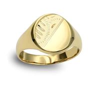 Jewelco London Men's Solid 9ct Yellow Gold Diamond Cut Oval Signet Ring - Size U
