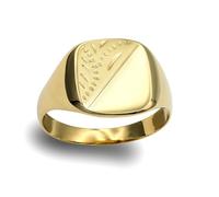 Jewelco London Men's Solid 9ct Yellow Gold Diamond Cut Square Cushion Signet Ring