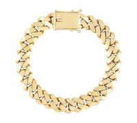 Jewelco London Men's Solid 9ct Yellow Gold Domed Cuban Curb 12mm Chain Link Bracelet, 8.5 inch 21cm