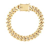 Jewelco London Men's Solid 9ct Yellow Gold Domed Cuban Curb 12mm Chain Link Bracelet, 8.5 inch 21cm - JBB456-8.5