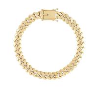 Jewelco London Men's Solid 9ct Yellow Gold Domed Cuban Curb 8.5mm Chain Link Bracelet, 8.5 inch 21cm