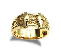 Jewelco London Men's Solid 9ct Yellow Gold Double Buckle Ring