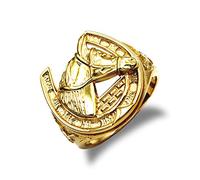 Jewelco London Men's Solid 9ct Yellow Gold Horse Head Horseshoe Ring