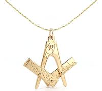 Jewelco London Men's Solid 9ct Yellow Gold Openning Closing Square & Compass Masonic Pendant