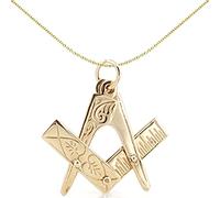 Jewelco London Men's Solid 9ct Yellow Gold Openning Closing Square & Compass Masonic Pendant