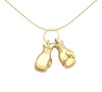 Jewelco London Men's Solid 9ct Yellow Gold Realistic 3D Pair of Boxing Gloves Novelty Pendant - JPD597