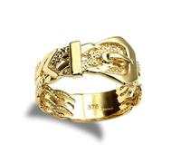 Jewelco London Men's Solid 9ct Yellow Gold Single Buckle Ring