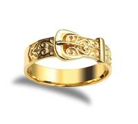 Jewelco London Men's Solid 9ct Yellow Gold Single Buckle Ring